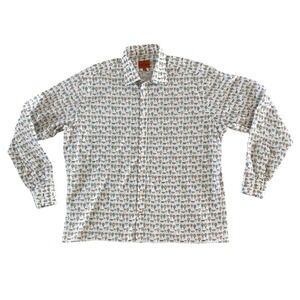 Simon Carter Button Down Mens 18 46cm White Hot Air Balloon Print Excellent L/S